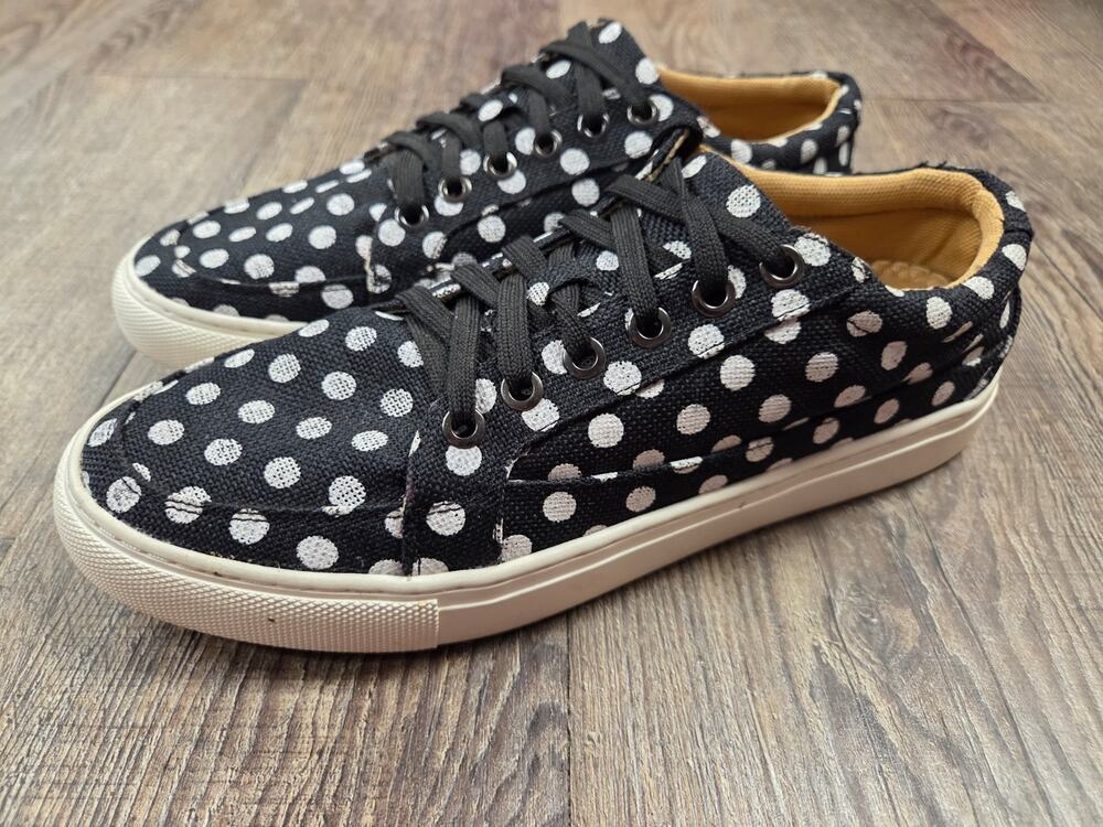 Boutique by Corky's Puzzle Black + White/Silver Polka Dot Sneakers Shoes 9